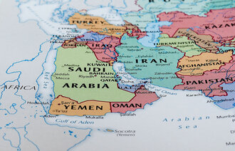 Kart over Jemen og landene i nærheten