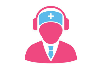 Øretelefoner på en sykepleier.