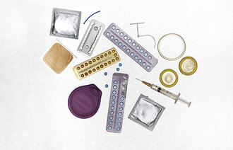 Bildet viser ulike typer prevensjon.