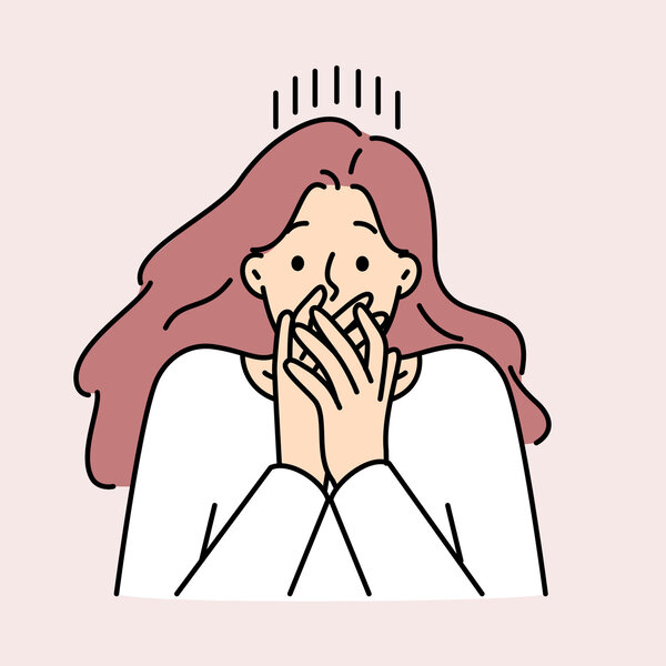 Illustrasjonen viser en kvinne som holder seg for munnen.
