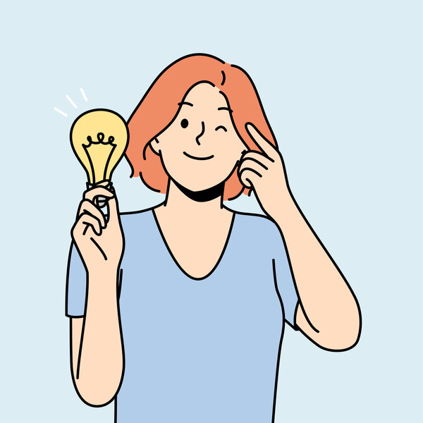 Illustrasjonen viser en kvinne som holder en lyspære.