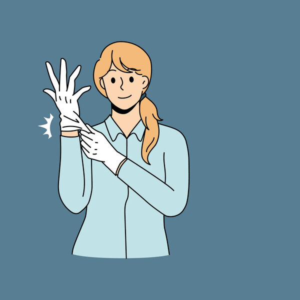 Illustrasjonen viser en kvinne med hansker.