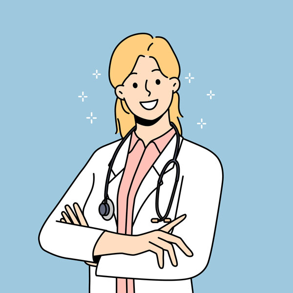 Illustrasjonen viser en kvinnelig helsearbeider.