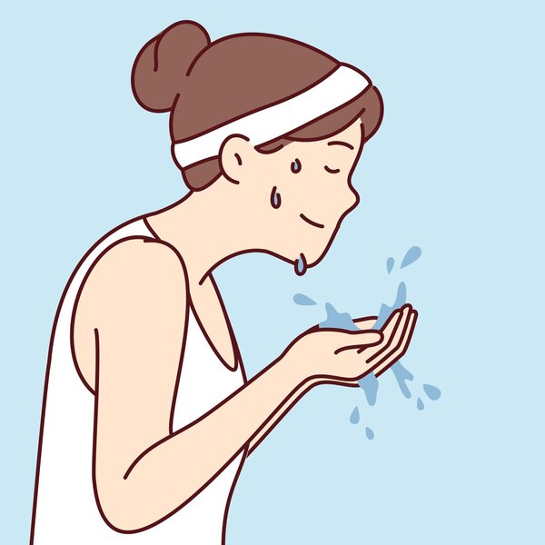 Illustrasjonen viser en kvinne som svetter.