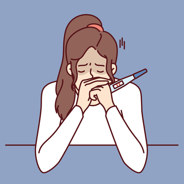 Illustrasjonen viser en kvinne med graviditetstest.