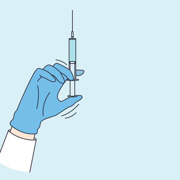 Illustrasjonen viser en hånd med en sprøyte.