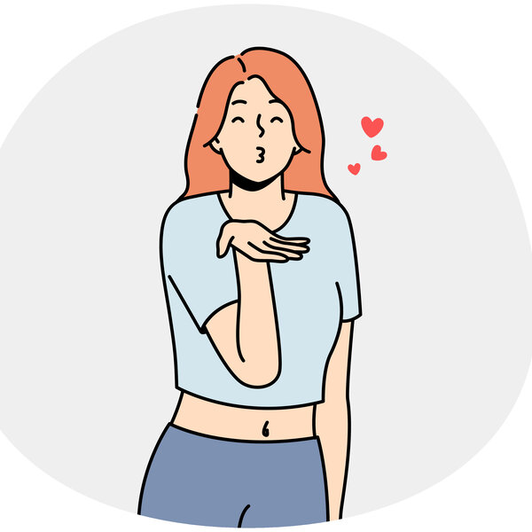 Illustrasjonen viser en kvinne som sender kyss i luften.