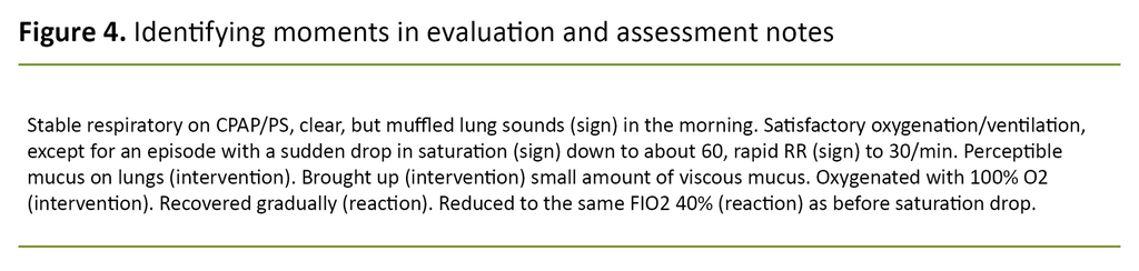 Figure 4. Identifying moments in evaluation and assessment notes