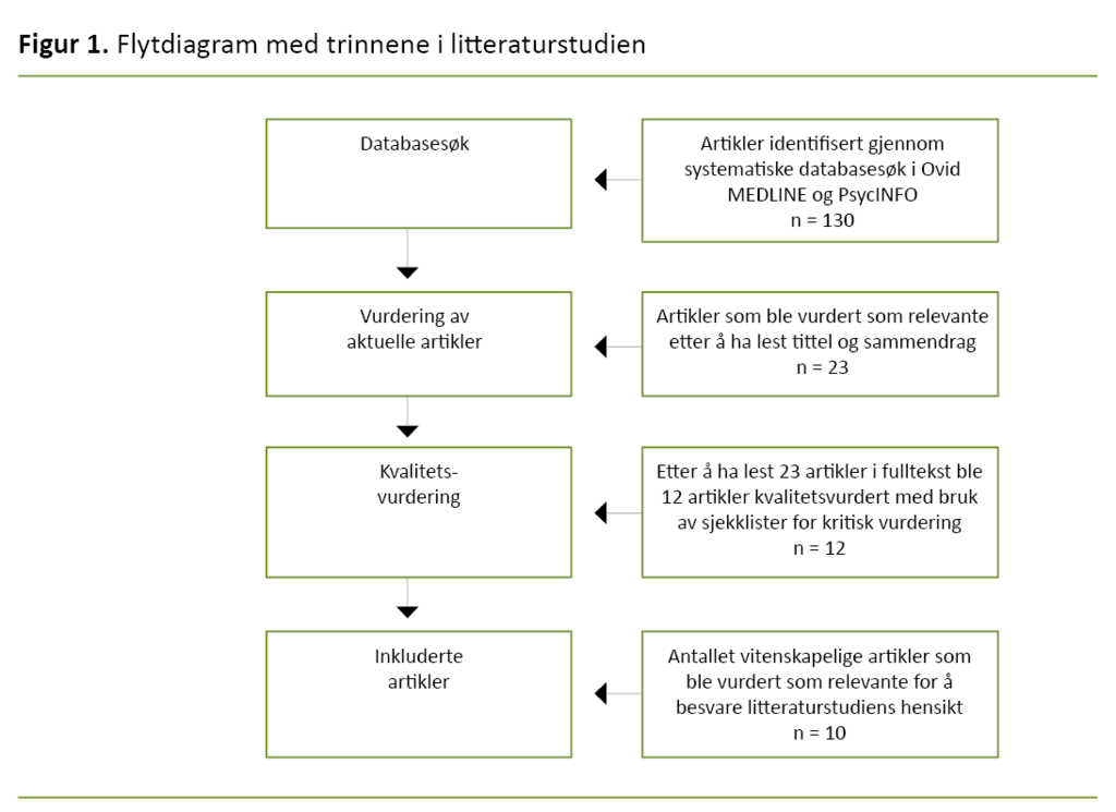 Figur 1 Flytdiagram med trinnene i litteraturstudien