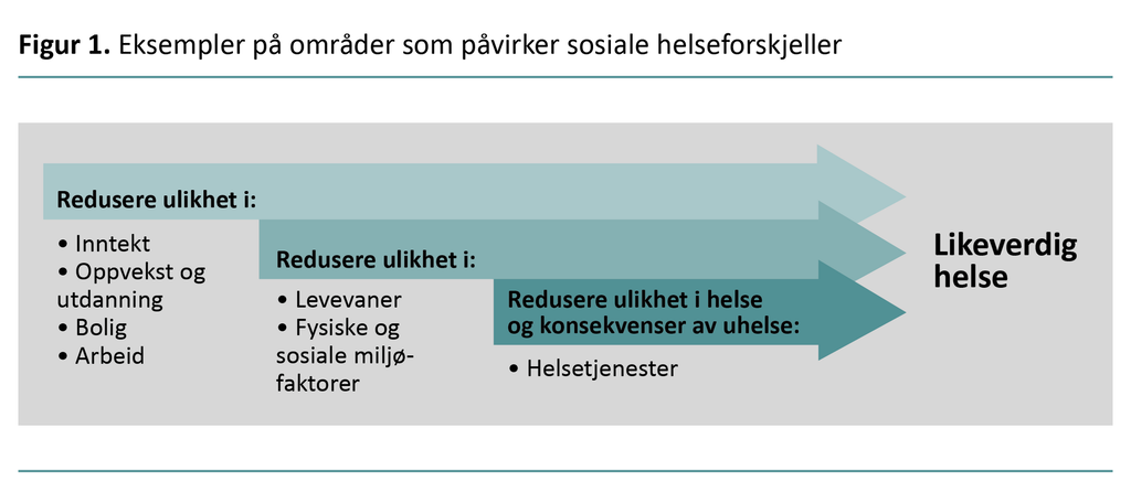 Figur 1. Eksempler på områder som påvirker sosiale helseforskjeller
