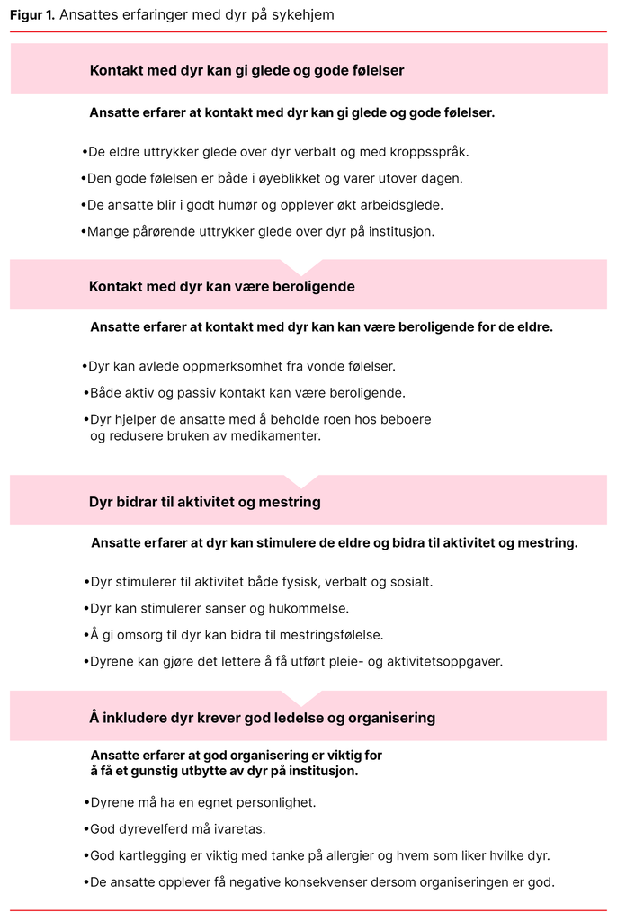 Figur 1. Ansattes erfaringer med dyr på sykehjem