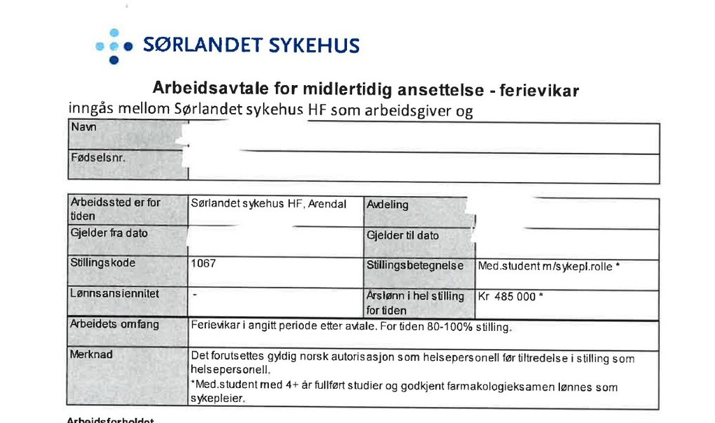 bilde av ansettelsesavtale