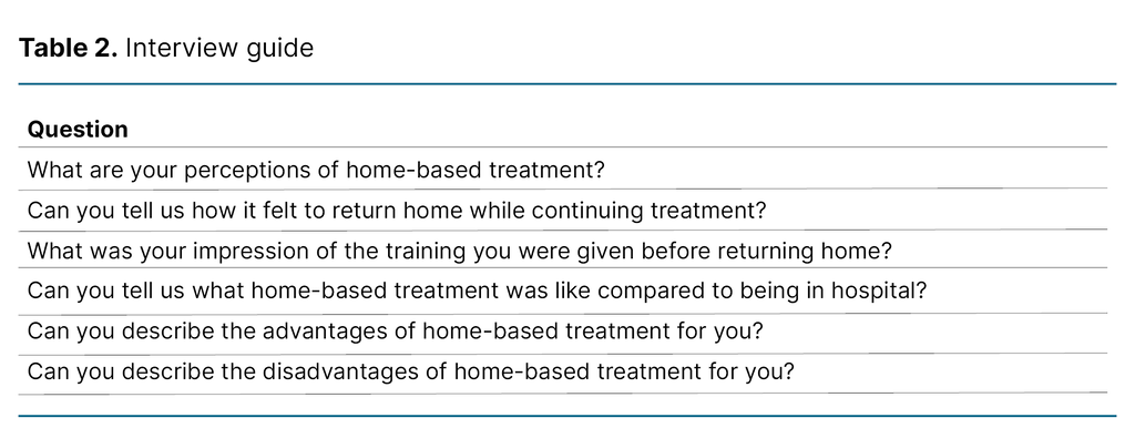 Table 2. Interview guide