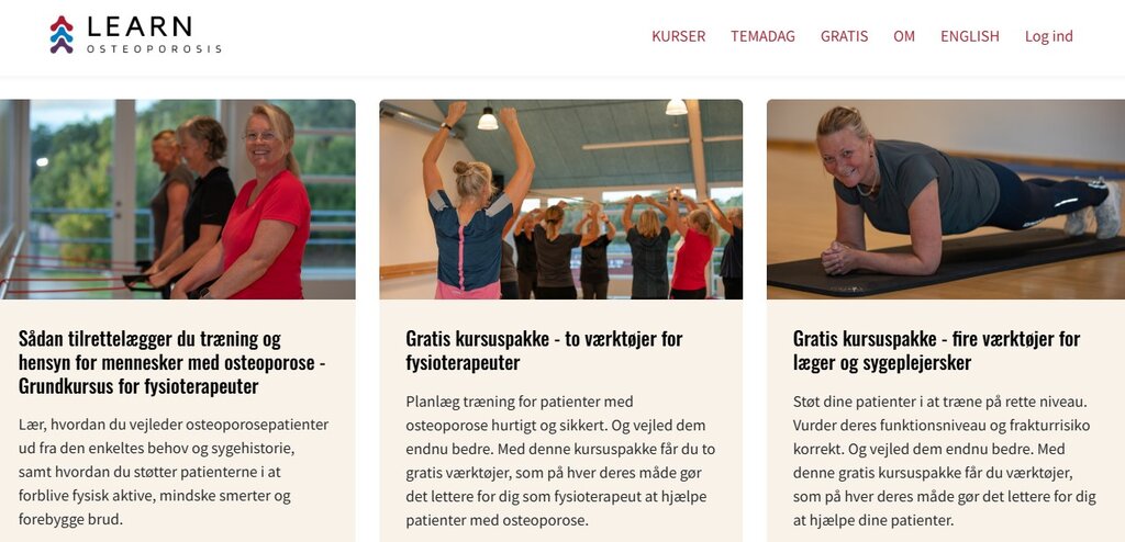 Bildet viser nettsiden med kurs