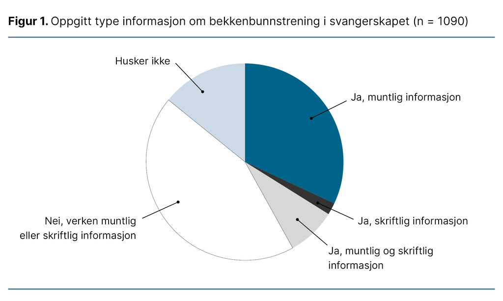 Figur 1. Oppgitt type informasjon om bekkenbunnstrening i svangerskapet (n = 1090)