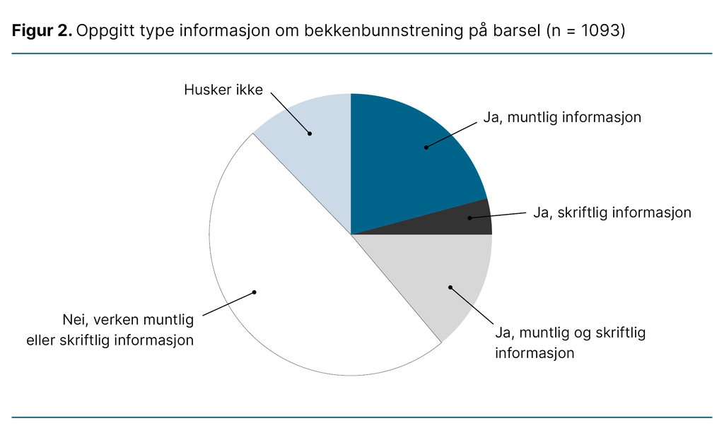 Figur 2. Oppgitt type informasjon om bekkenbunnstrening på barsel (n = 1093)