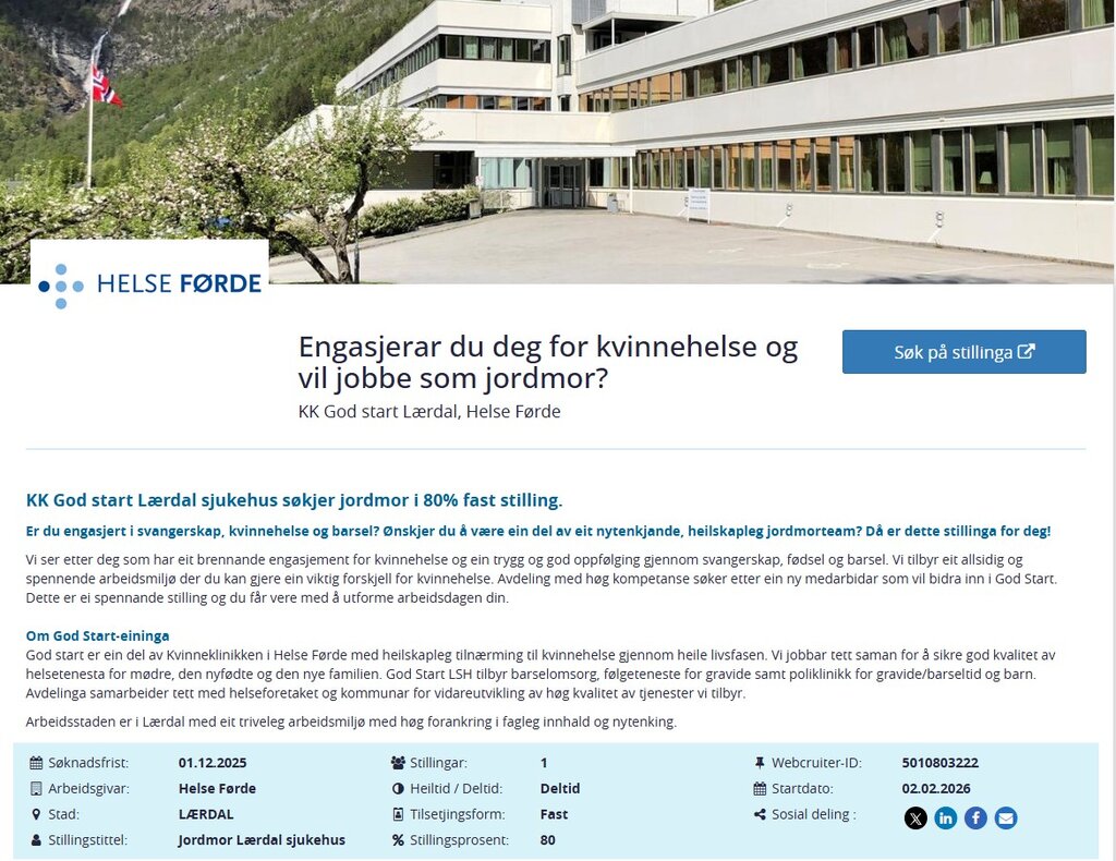 bildet viser stillingsannonsen