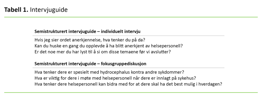 Tabell 1. Intervjuguide