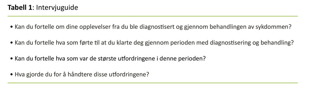 Tabell 1: Intervjuguide