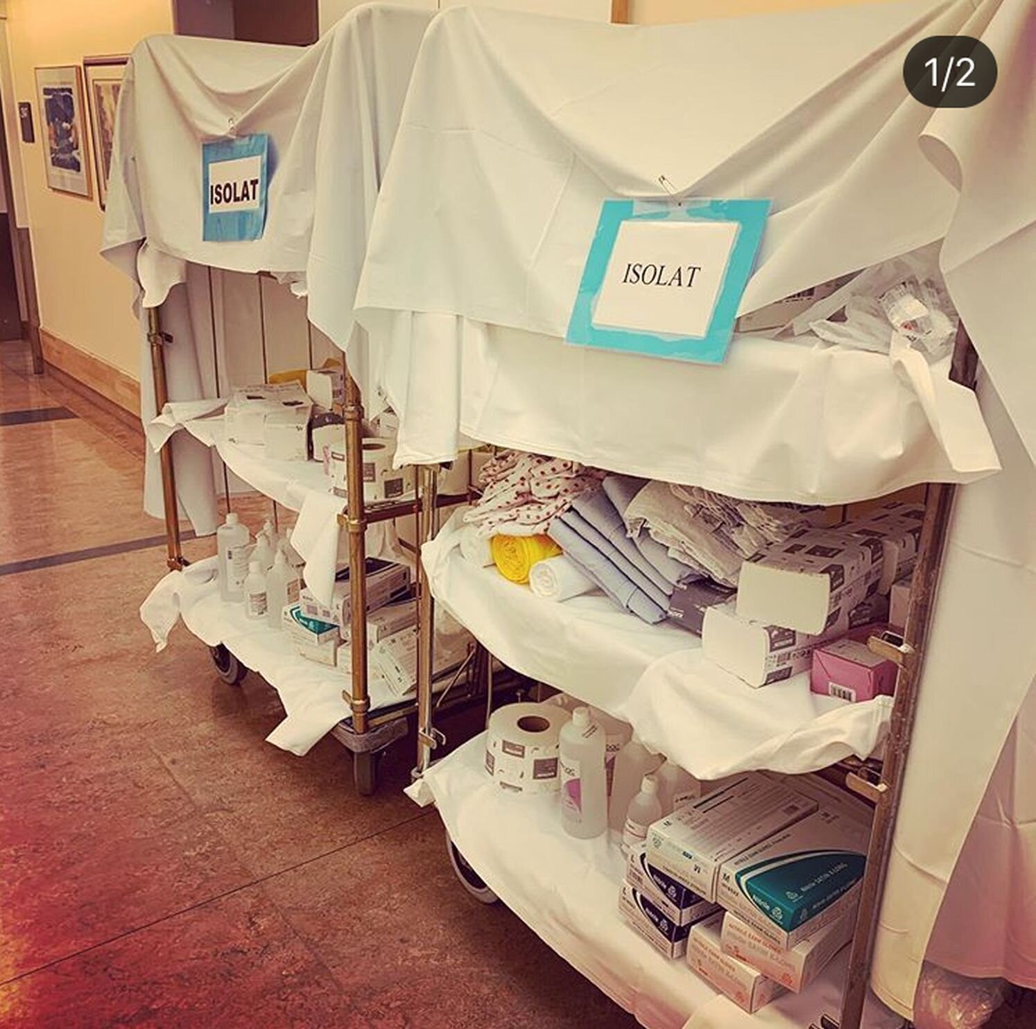 Bildet viser en tralle med utstyr til isolat.