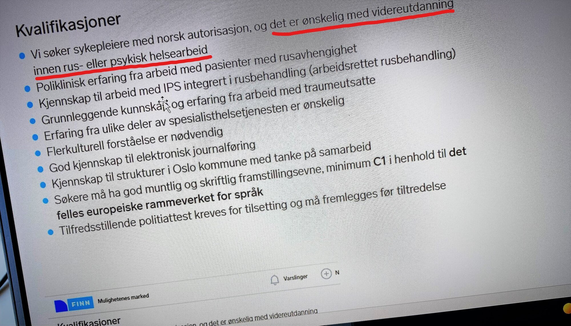 Faksimile av Finn-annonse