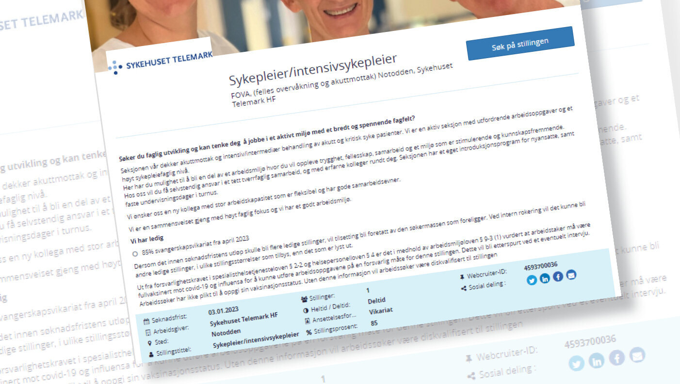Bildet viser faksimilie av en stillingsannonse