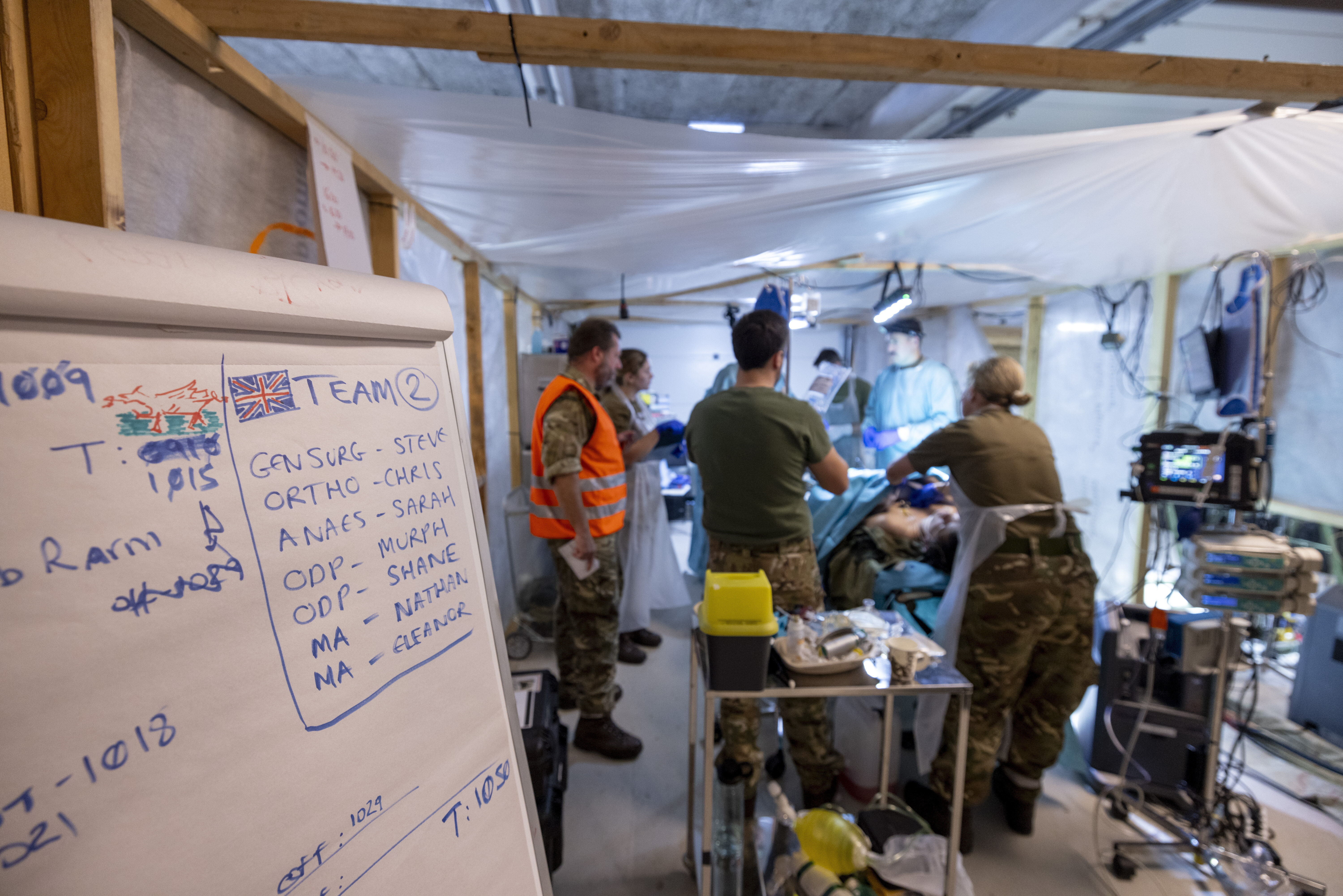 Bildet viser operasjonsteam på en av stuene i feltsykehus.