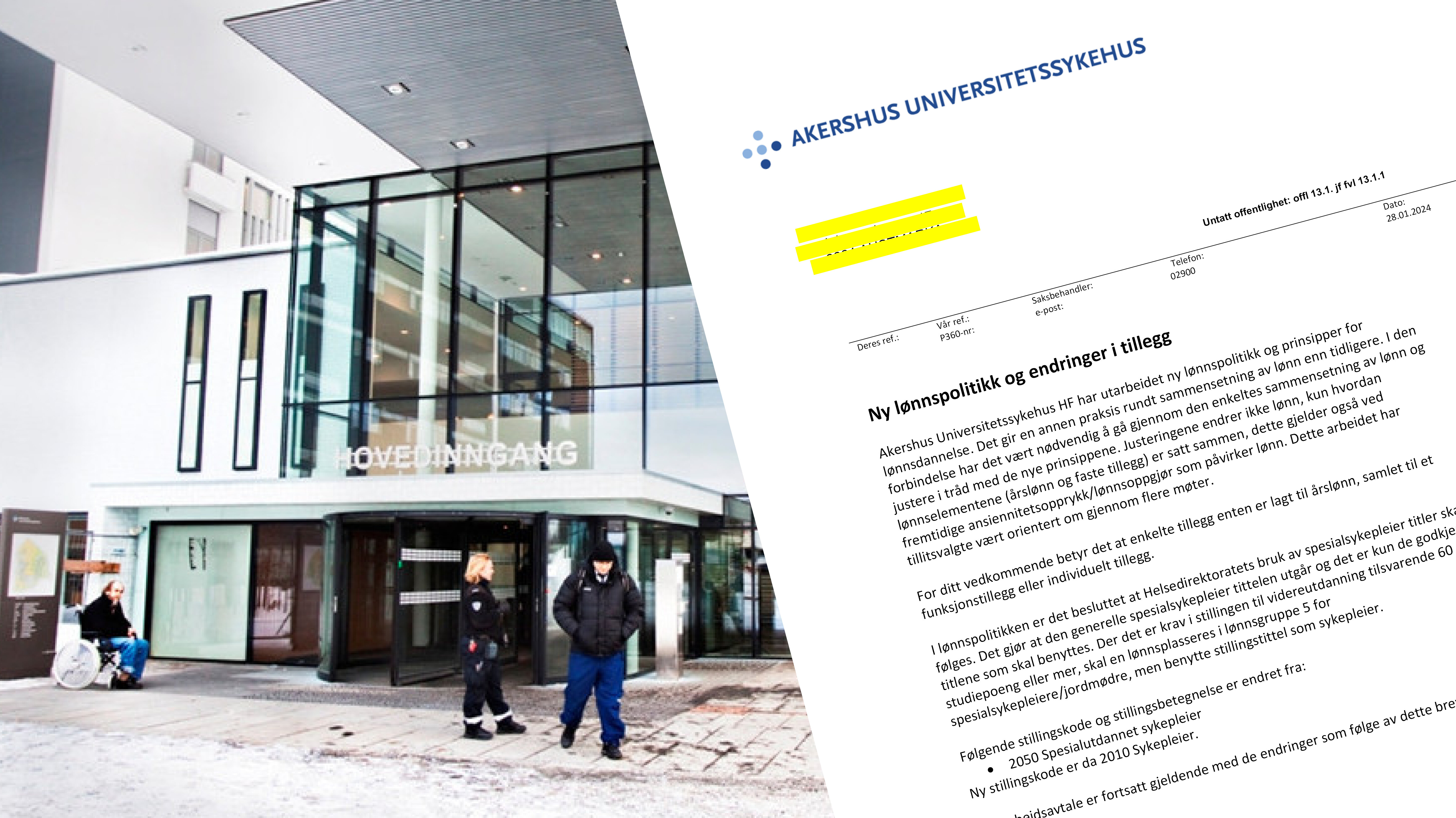 Bildet viser Collage av brev og Ahus i bakgrunnen