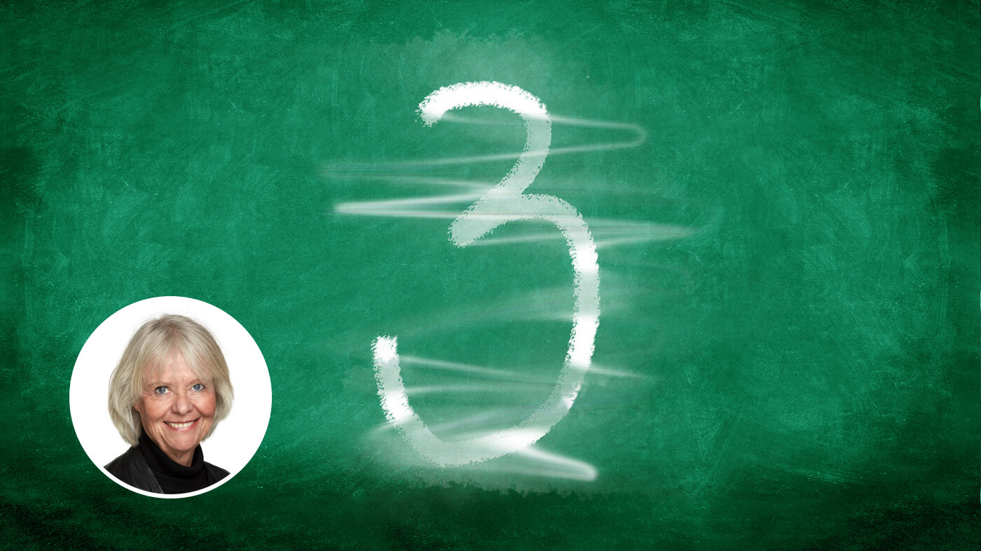 Bildet viser en tavle med tallet 3 nesten visket ut