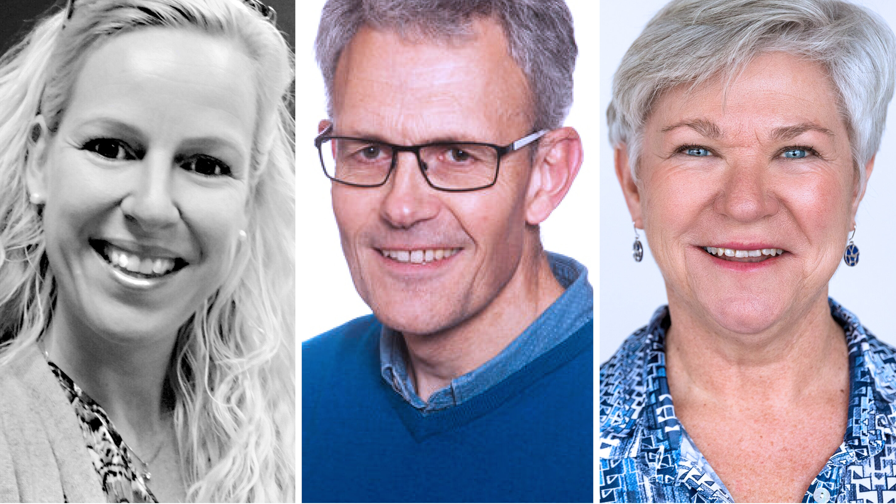 Bildet viser portretter av Camilla Anker-Hansen, Håkon Johansen og Ann Karin Helgesen