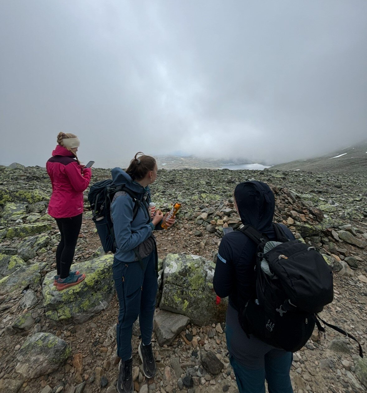 Bildet viser studievenner på tur i fjellet