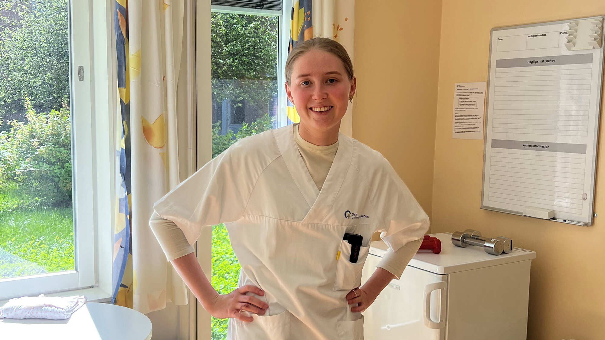 Bildet viser sykepleierstudent Stella Braathen-Reif under praksisstudier