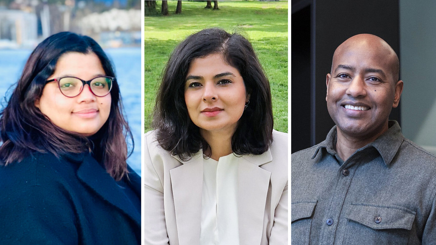 Bildet viser portretter av de tre innleggsforfatterne