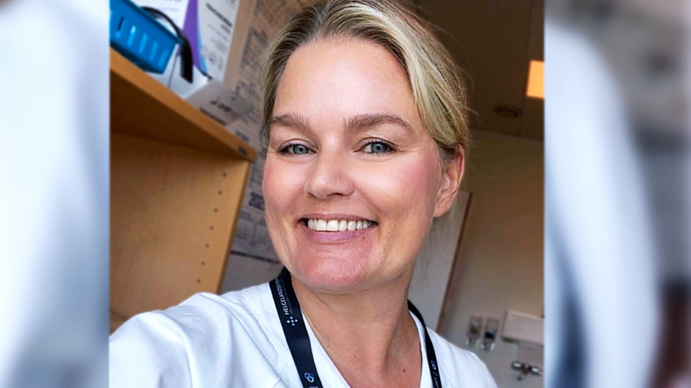 Bildet viser en selfie tatt av Hanne Charlotte Schjelderup