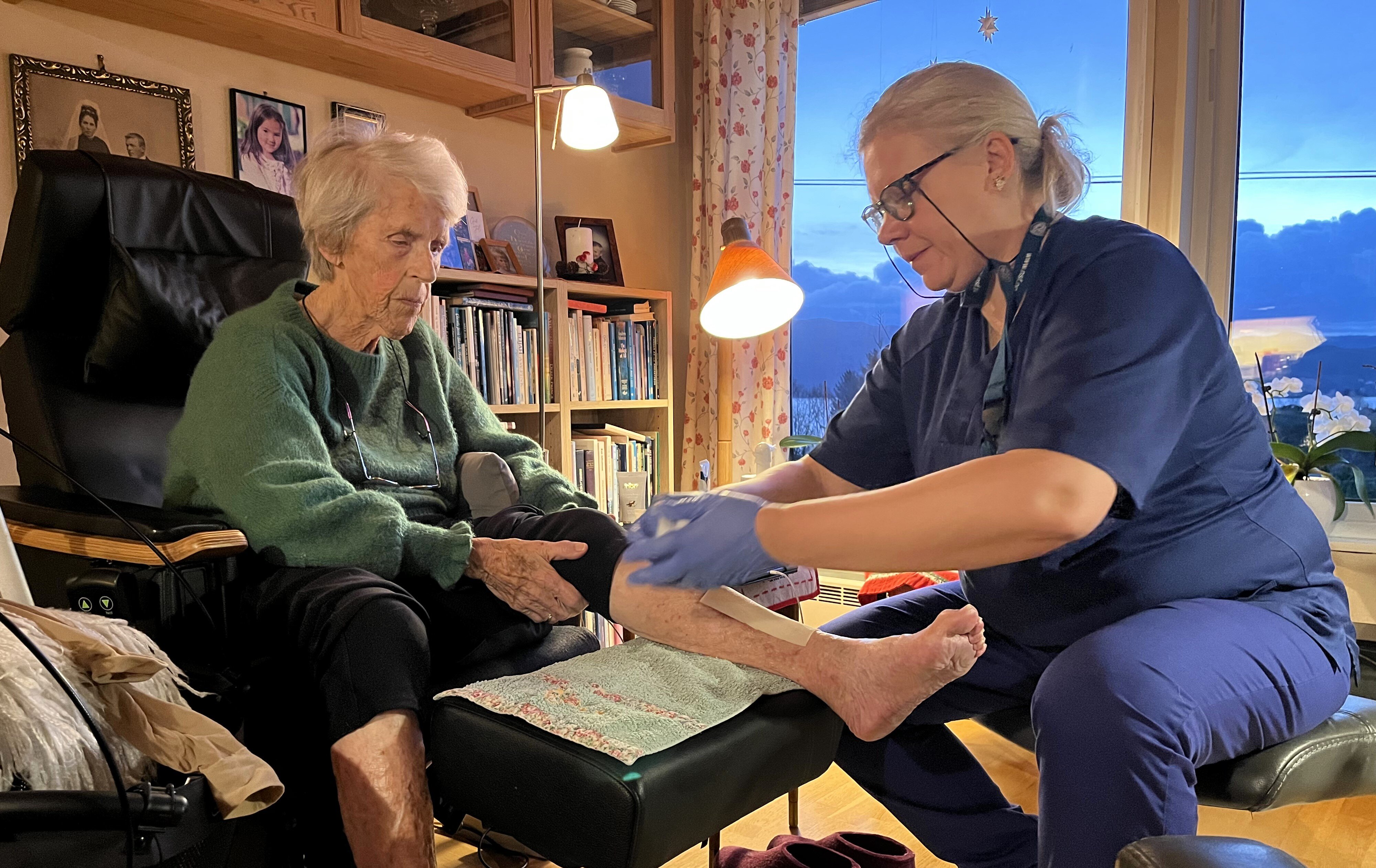 Bilde av hjemmesykepleier Ingeborg Bø Rolfsen og Reidun Selvåg