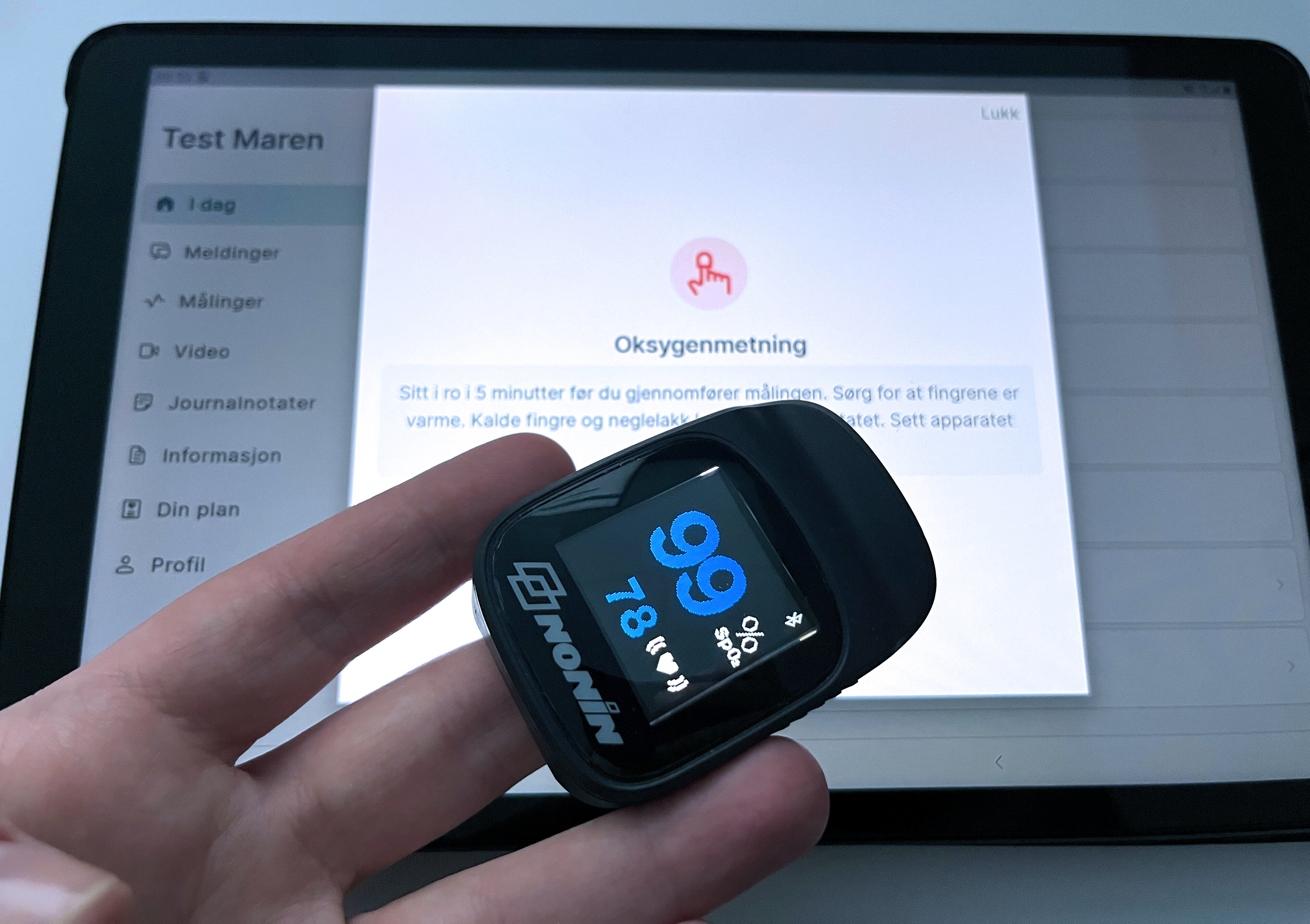 Bilde viser oksygenmetning