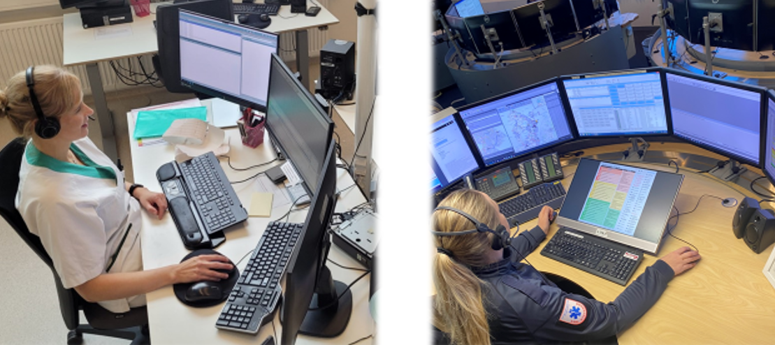 Bildet viser sykepleiere som jobber i medisinsk nødmeldetjeneste