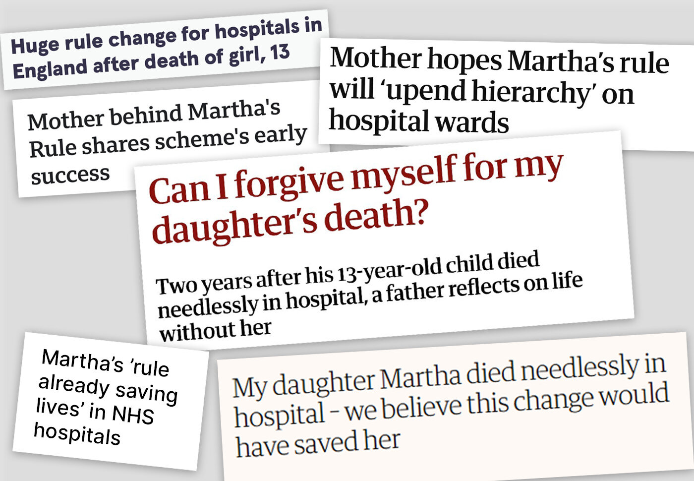 Bildet viser faksimiler fra engelske aviser om Martha's rule.