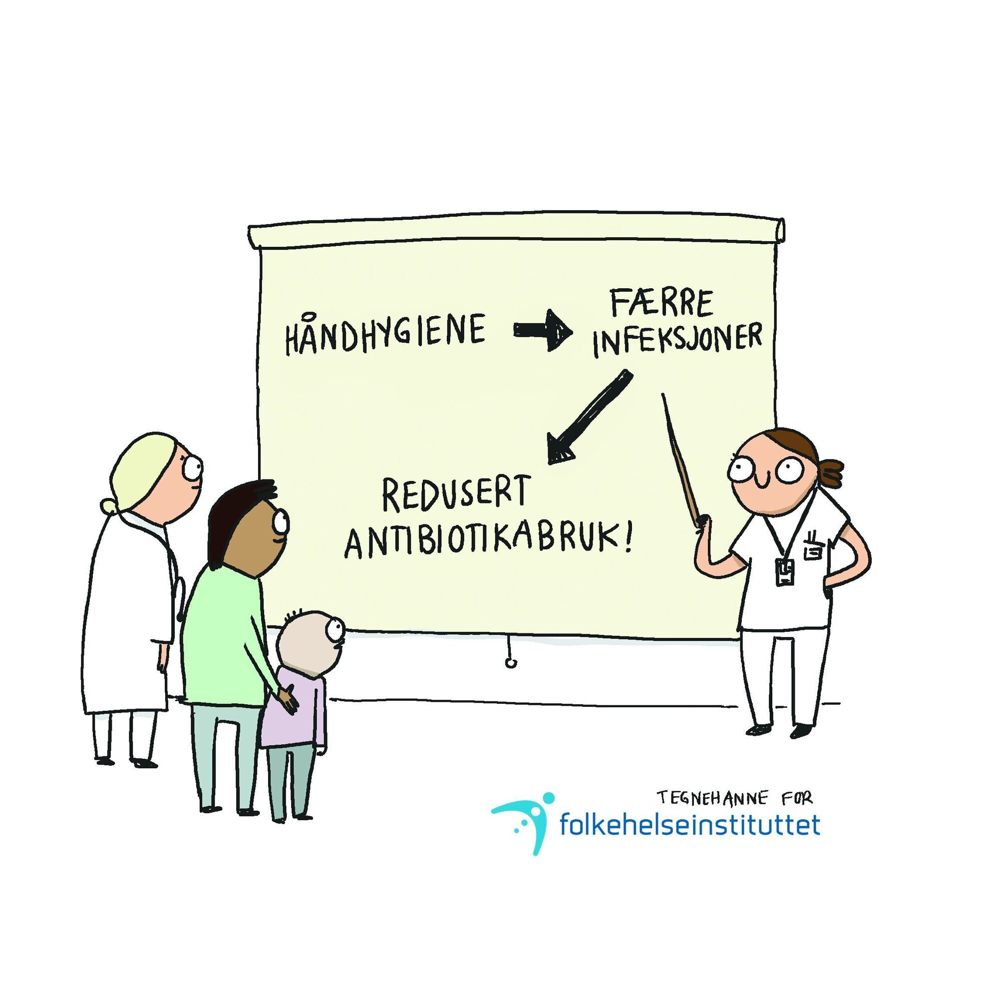 Illustrasjonen viser en sykepleier som underviser.