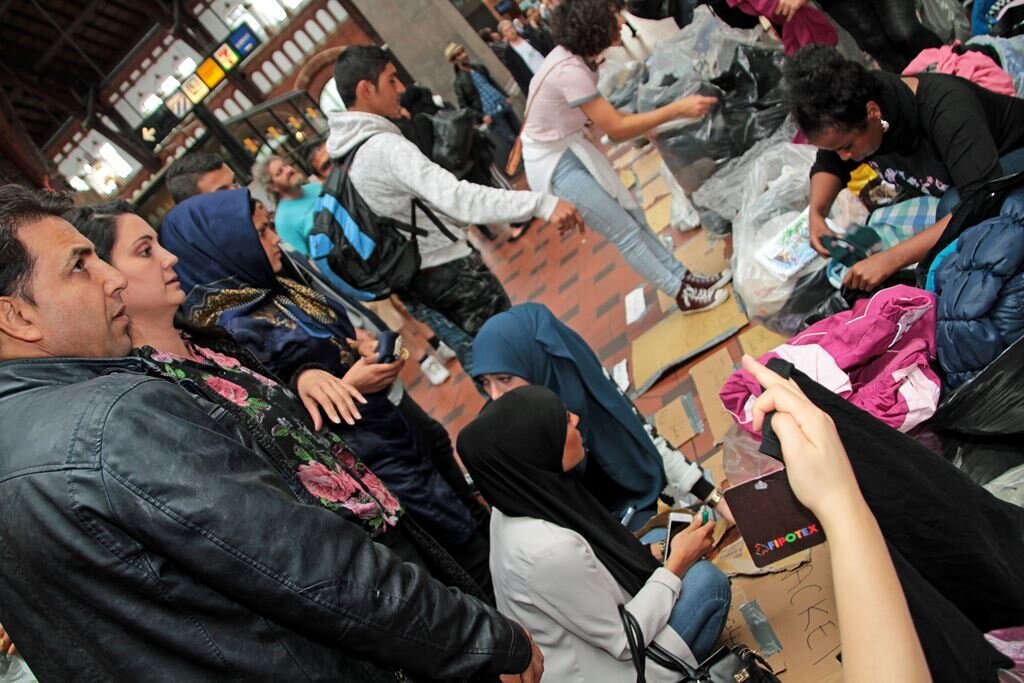 Flyktninger på jernbanestasjonen i København