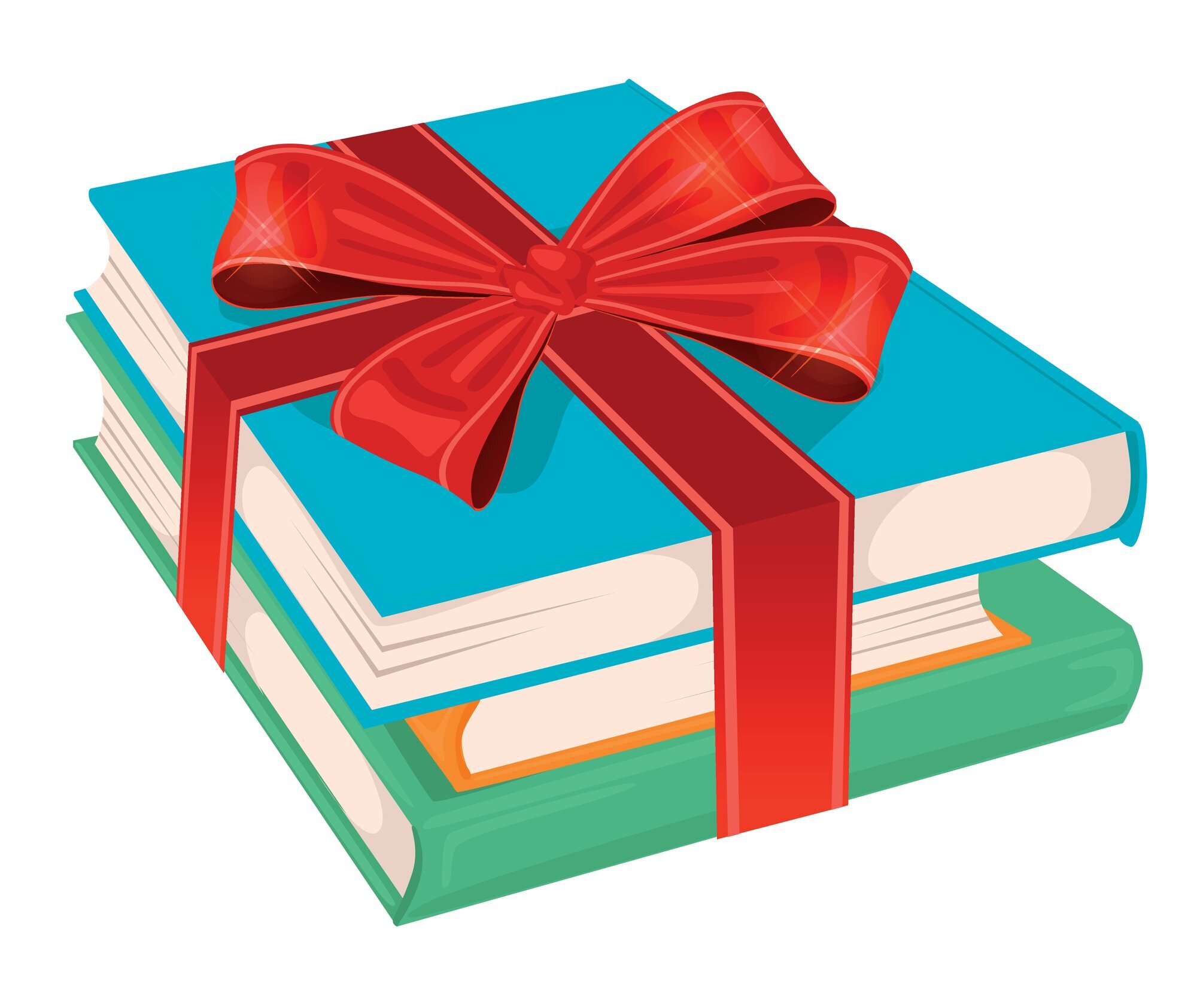 Illustrasjonen viser tre bøker med sløyfe rundt.
