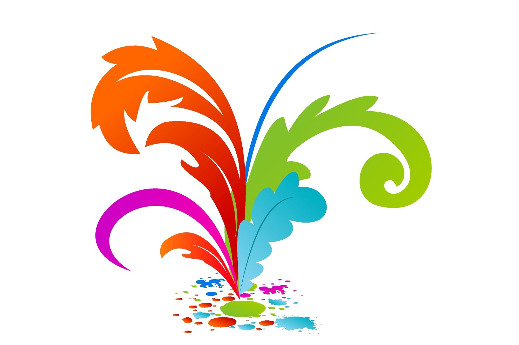 Illustrasjonen viser noen fargerike fjær som lekker farge.