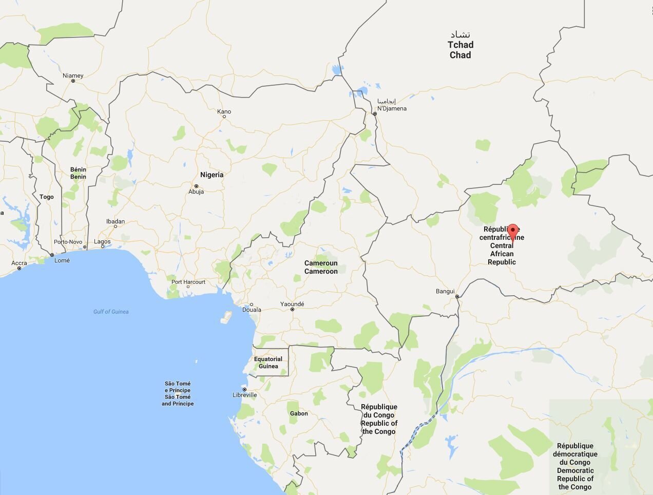 Kart over Den sentralafrikanske republikk Kart over Den sentralafrikanske republikk