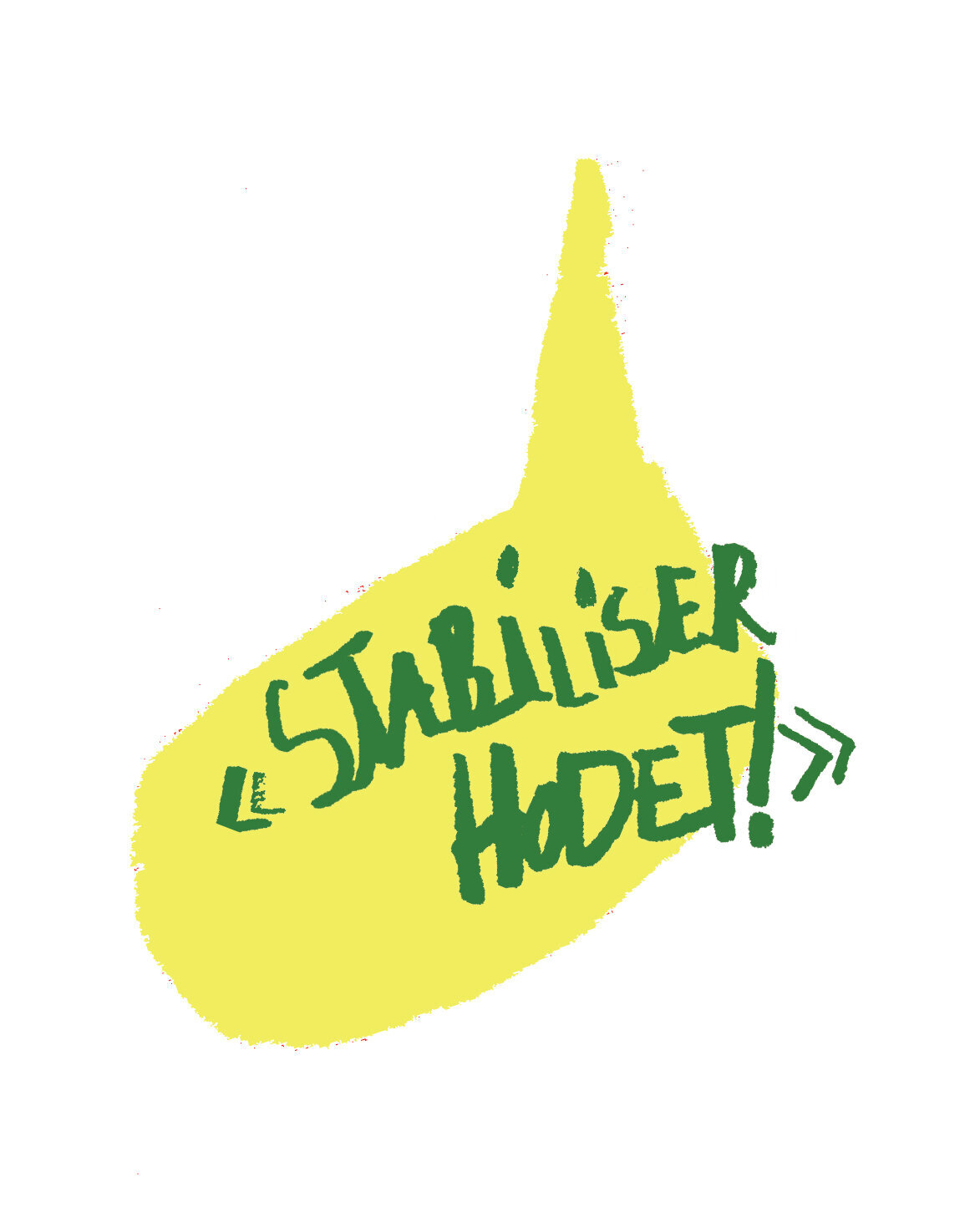 Illustrasjon med tekstboble hvor det står: Stabiliser hodet