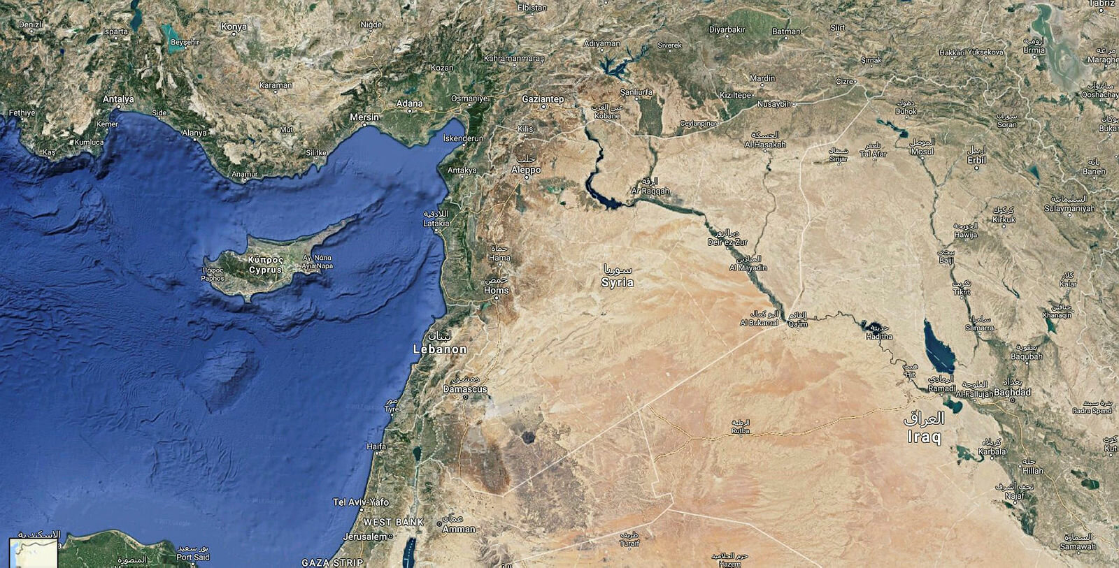 Google map skjermdump av kart over Syria