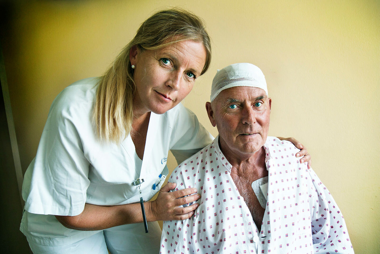 Parkinson-sykepleier Dorthe Thomsen og pasient Arne Karoliussen, Rikshospitalet 
