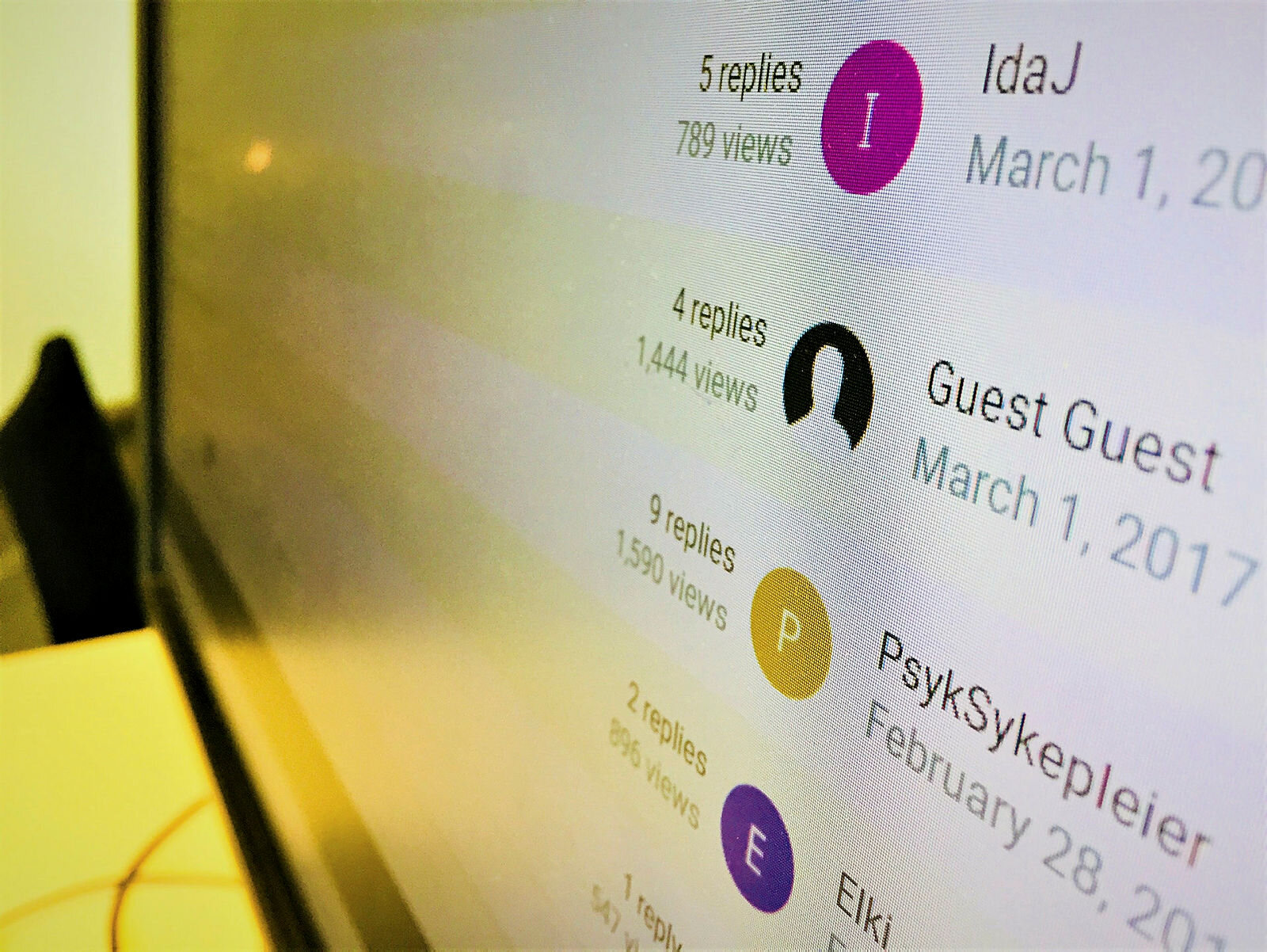 Skjermbilde av nettforumet Sykepleiediskusjon.net