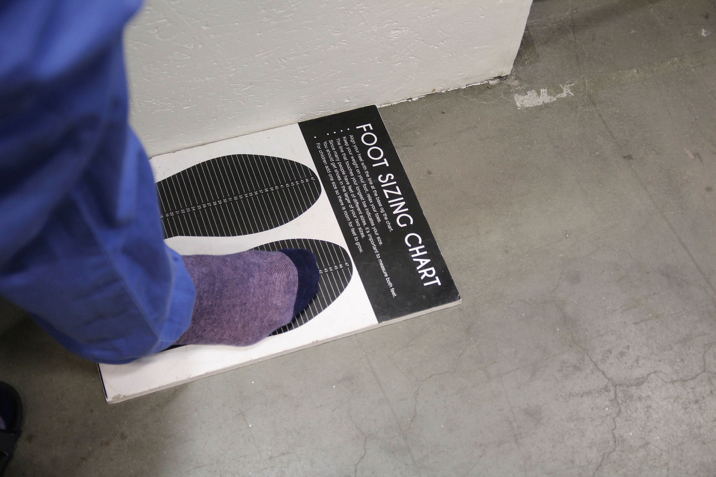 Hjelpemiddel for å finne ut hvilken skostørrelse man har