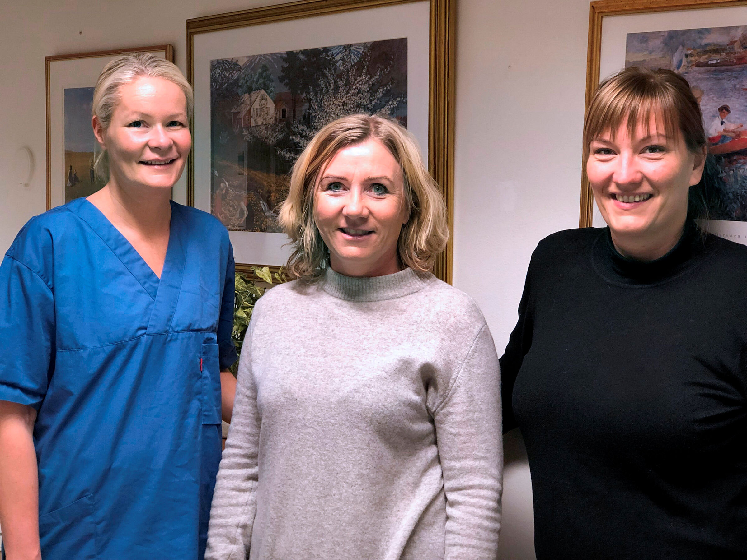 Fagsykepleier Lene Pettersen, fagsjef Monica Hammari og fagsykepleier Nina Holmberg Kvam i Skien