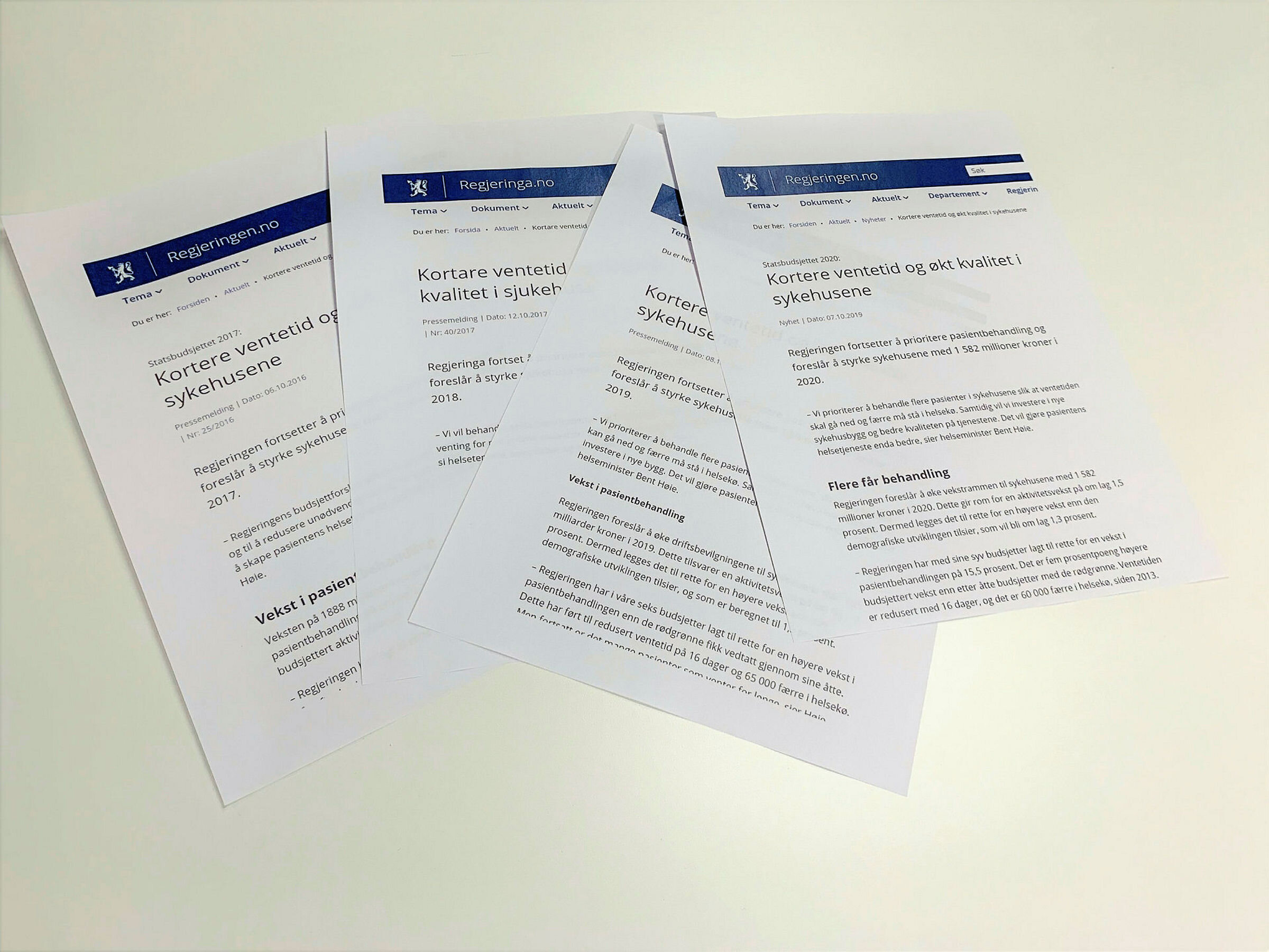 Pressemeldinger om statsbudsjettet